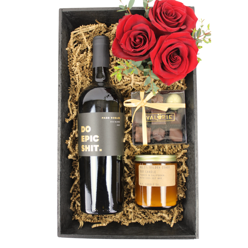 I LOVE YOU CRATE WITH WINE - Same Day Delivery